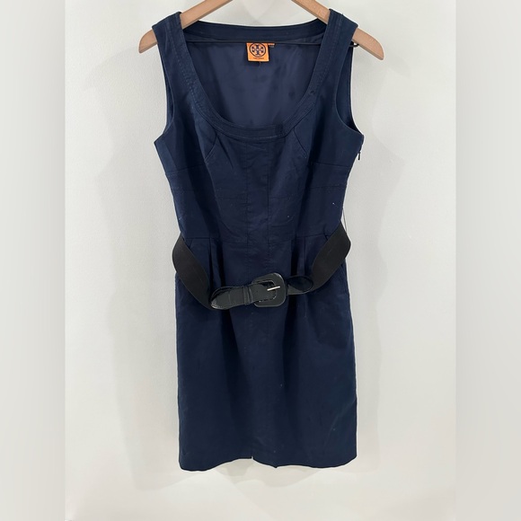 Tory Burch Leena Belted Dress Navy Size 6 - Picture 3 of 5